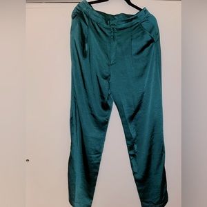 Gap Satin Silky Straight Leg Emerald Green Pants